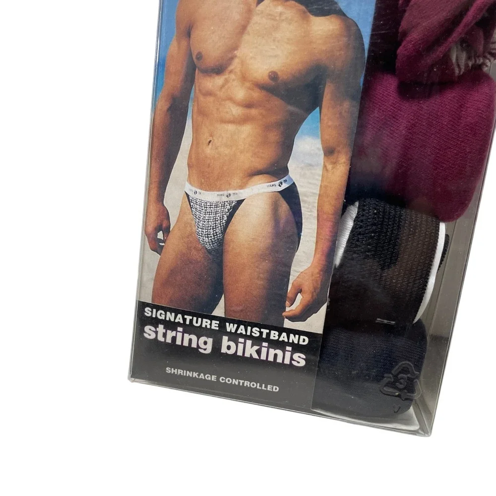 Hang Ten Underwear XL Open Pack 4 String Bikini Signature Waist NEW